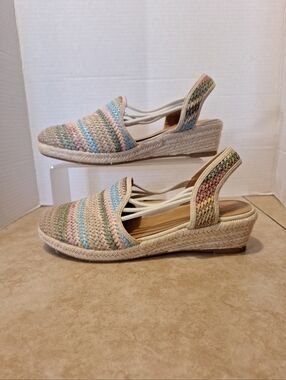 Comfortview Clea Espadrille Sandals Women's 9.5M Woven Natural Slip On Wedge